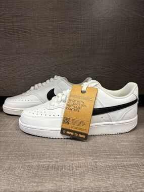 Women's Nike Court Vision Lo Next Nature Shoes (White/Black) - Size 8
